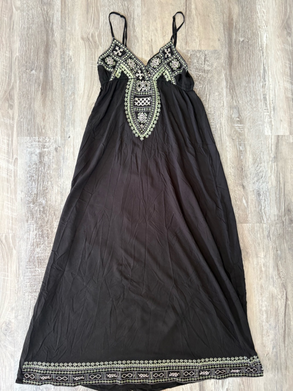 Cute Options Black Embroidered Maxi Dress Women’s Size S - Picture 3 of 11